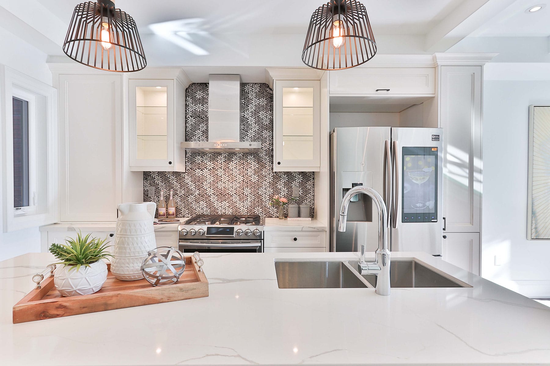 Modern Kitchen With Light Fixtures